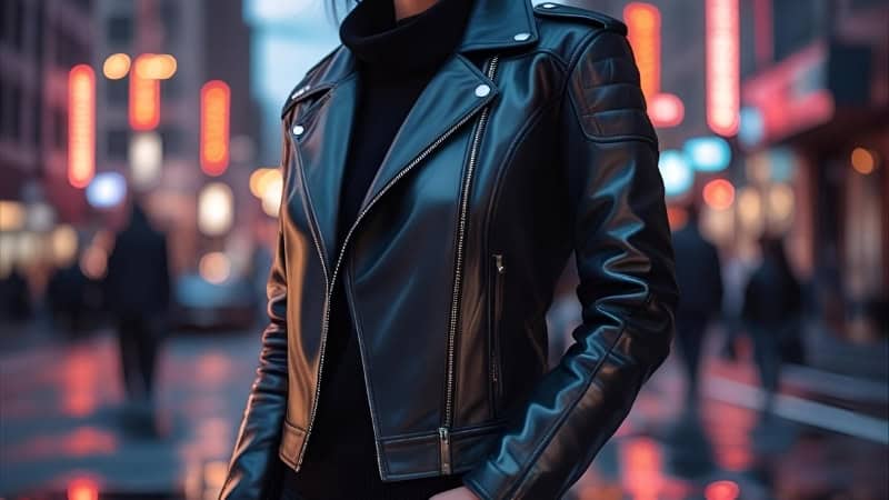 black leather jacket women