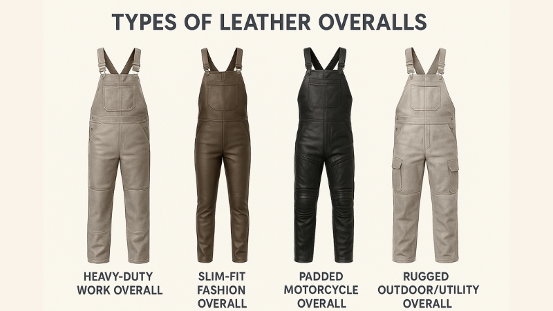 different types of leather overalls