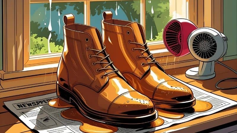 drying out leather shoes
