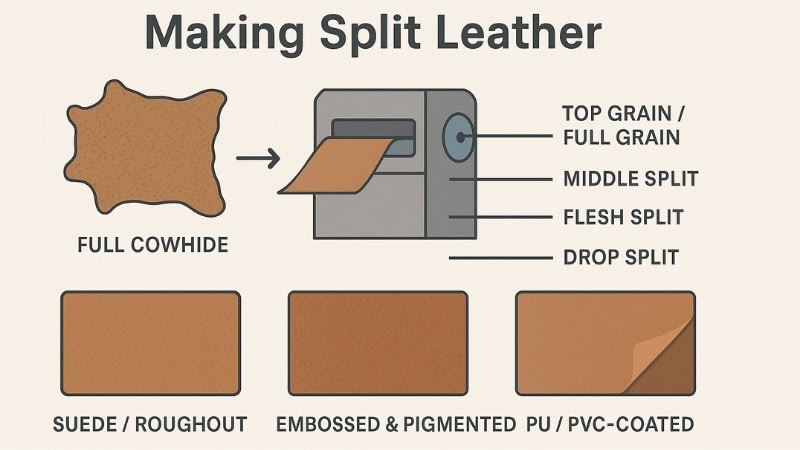 how split leather is made