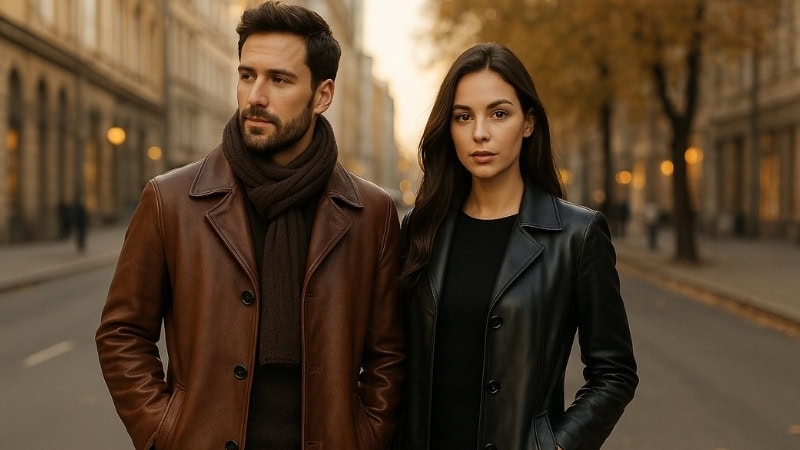 leather overcoal men women