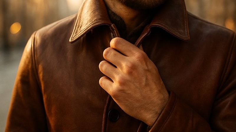 leather overcoat for man