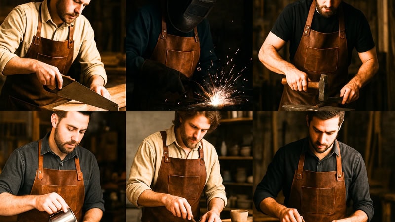 professionals using leather apron