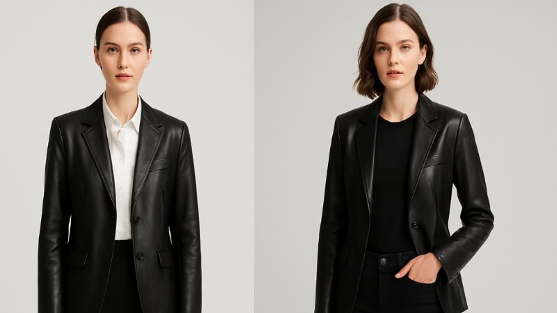 Classic Black Leather Blazer style