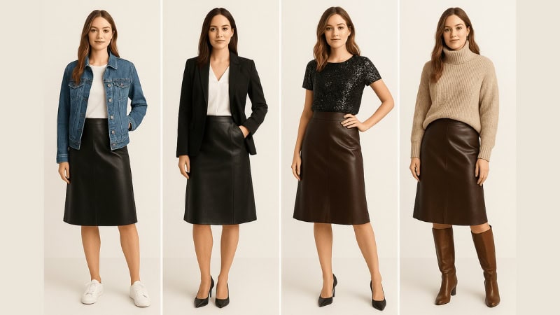 styling tips for mid length leather skirt