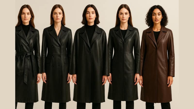 women long leather coat styling