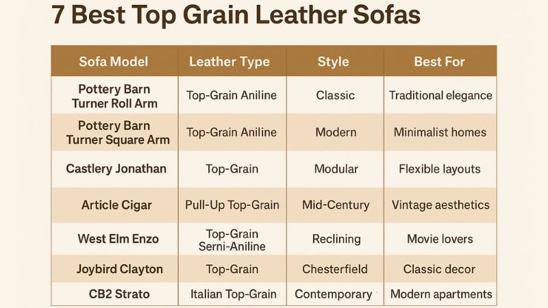 top grain leather sofas compared