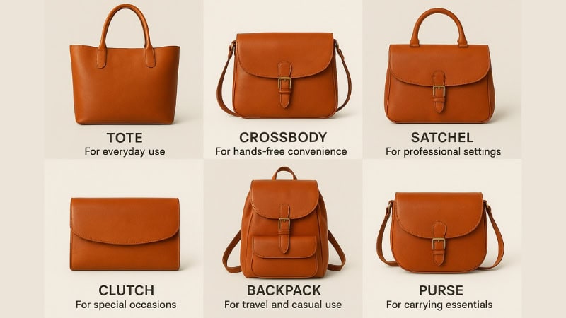 types of genuine leather purses for women
