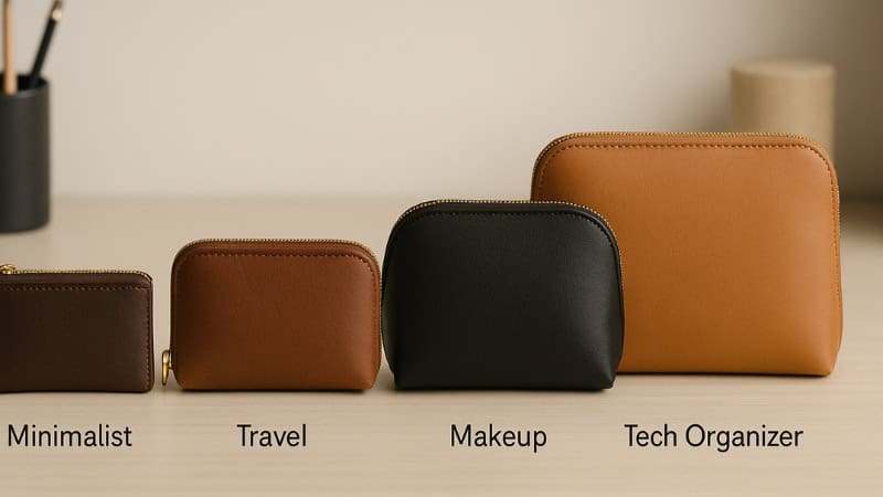 zipper leather pouch styles
