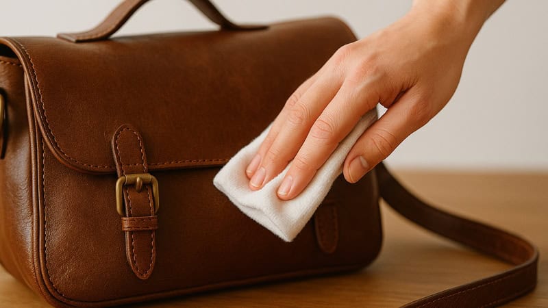 cleaning leather items to moisten