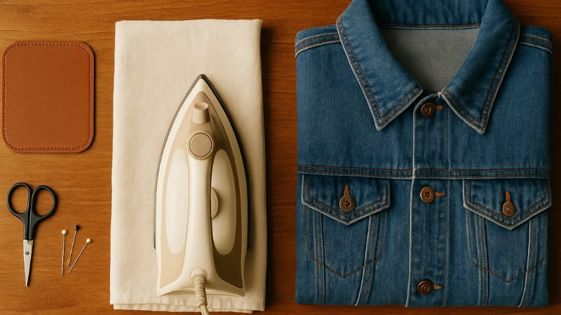 materials needed for ironing leather patch