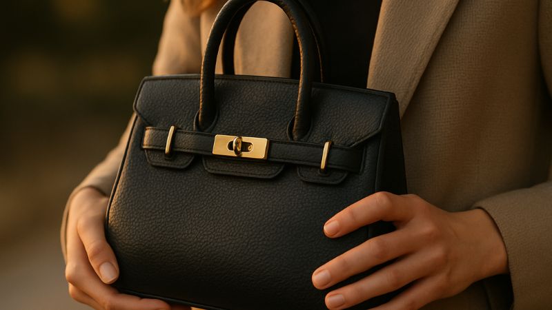 pebbled leather handbag