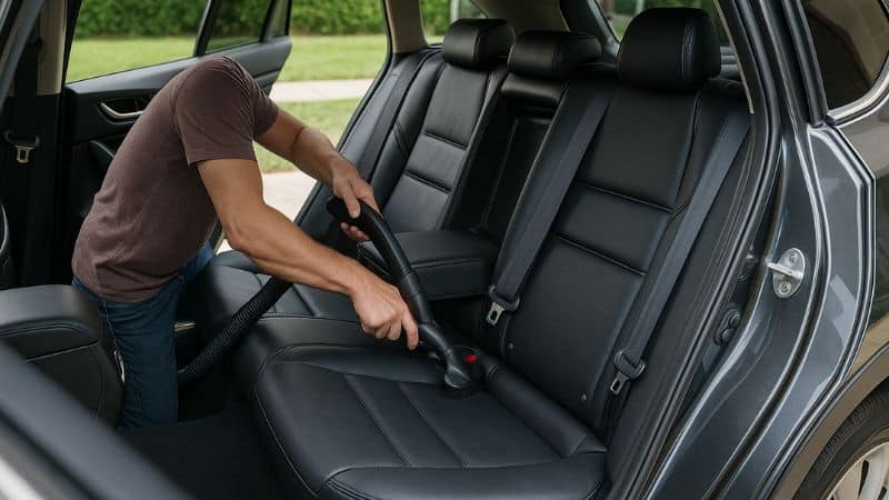 preparing the car upholstery for cleaning