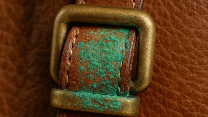 verdigris on leather