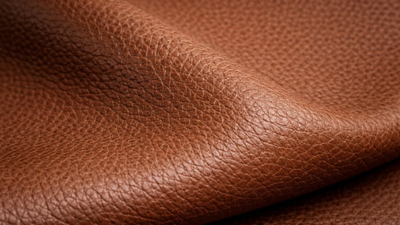 Goat leather natural grain close up