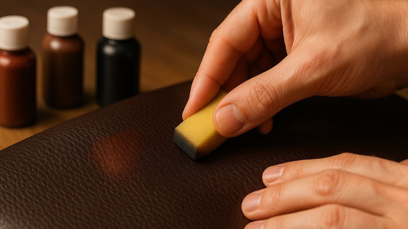 recoloring & blending after fixing flaking leather