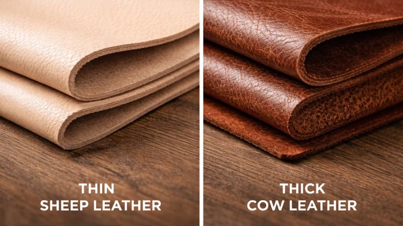 ship leather & cow leather thickness comparison