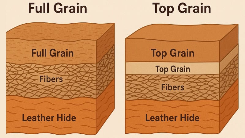 top grain vs full grain leather