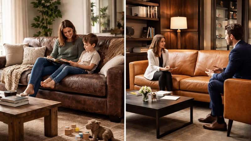 Buffalo leather sofa compared with cowhide leather furniture