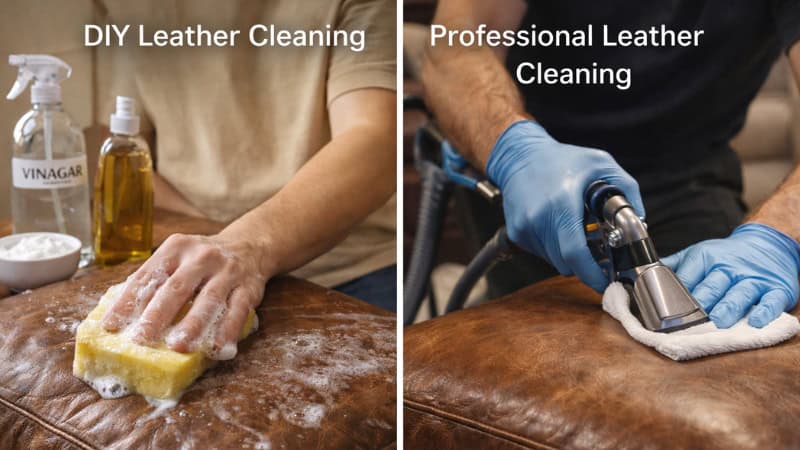 DIY leather cleaning compared to professional leather care