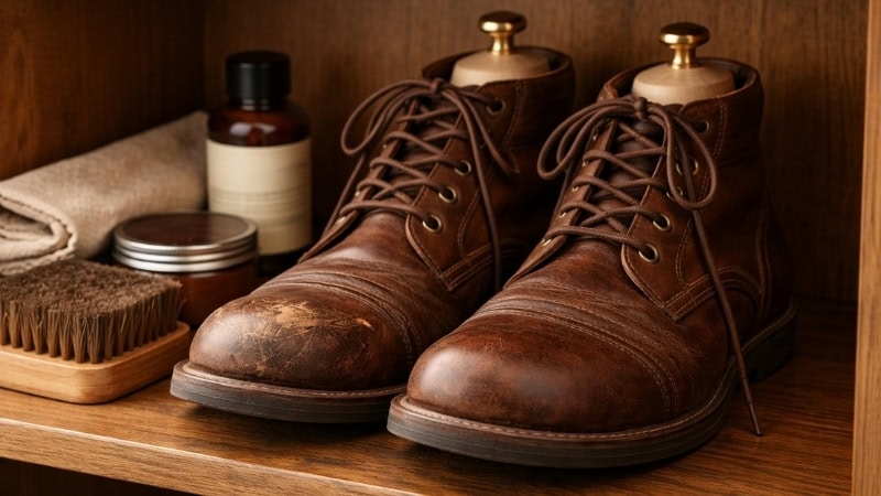 Proper storage to prevent leather boot scuffs