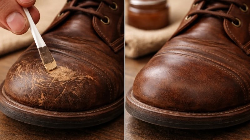 Repairing deep scuffs on leather boots