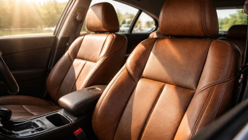 Leather car seats damaged by direct sunlight and heat exposure