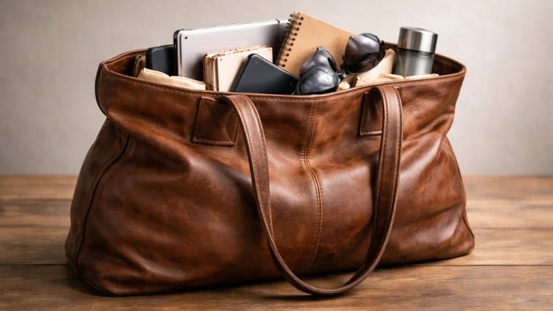 Leather items stored in plastic bags with no airflow