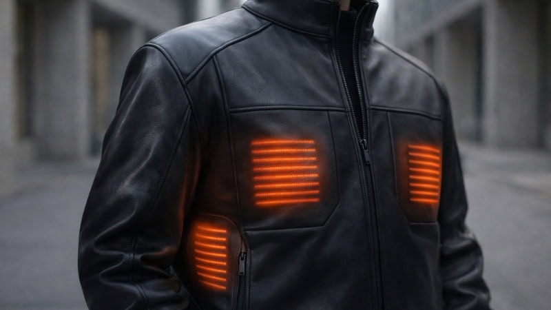 Smart leather jacket with heating panels