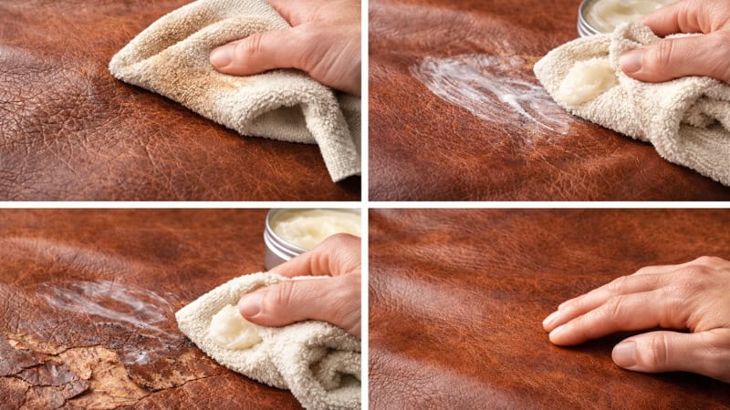 Step-by-step process of conditioning leather