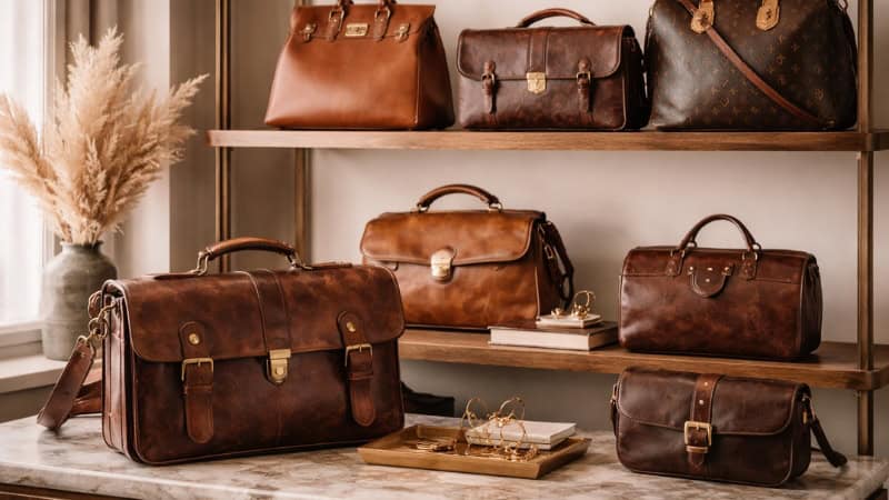 vintage leather handbags and briefcases