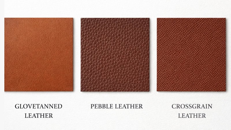 Coach leather types glovetanned pebble crossgrain swatches