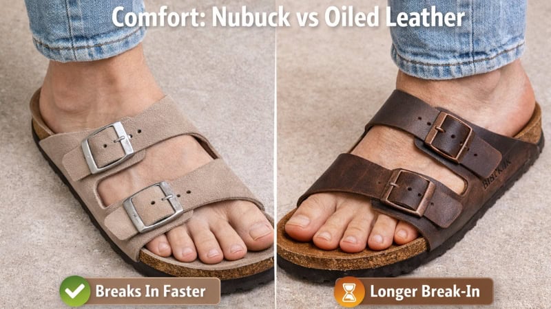 comparison of softer nubuck and firmer oiled leather