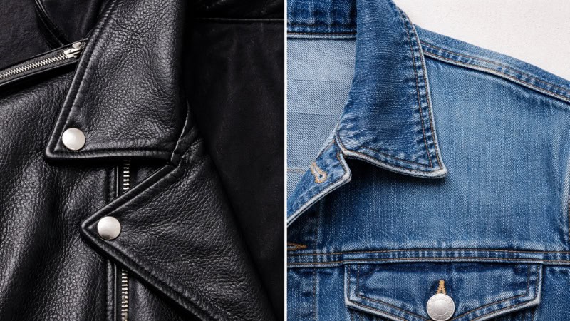 leather vs denim texture close up comparison