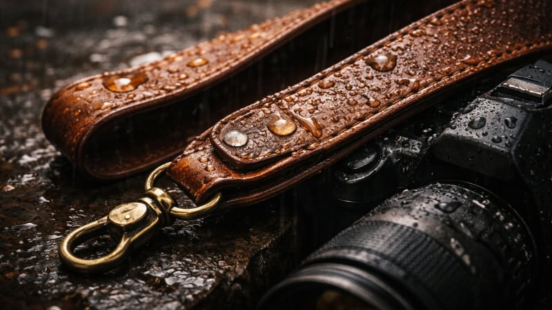 wet leather camera strap moisture damage