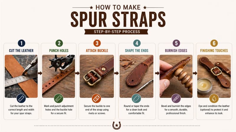 6 step process of making spur straps