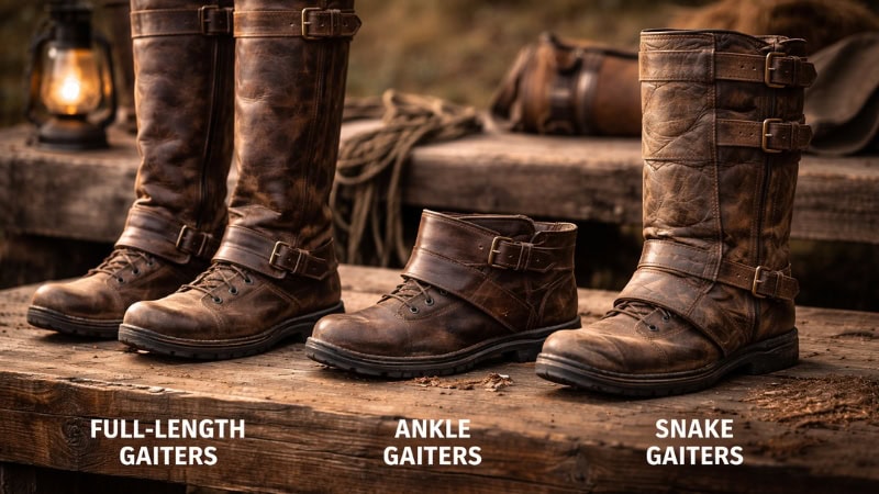 Different types of leather gaiters