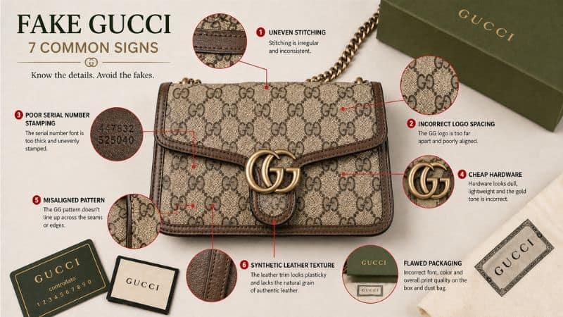 common signs to detect fake Gucci