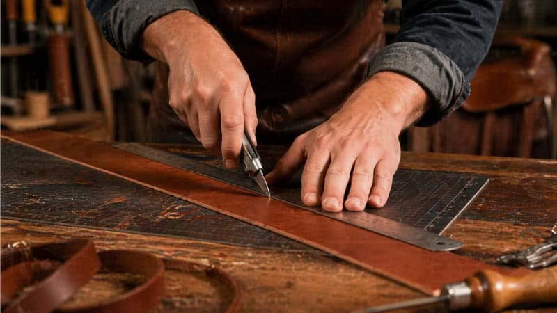 cutting leather for split reins