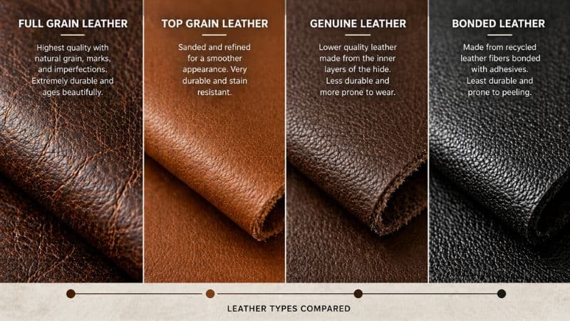full grain vs top grain vs bonded leather