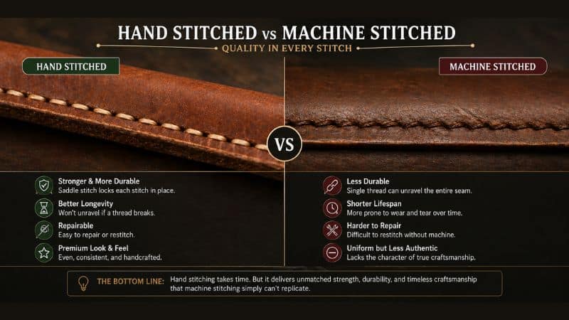 hand-stitching vs machine-stitching leather