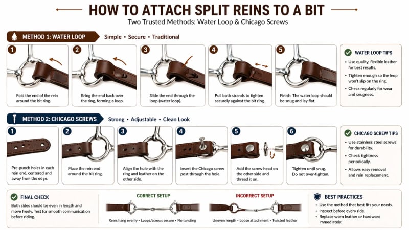 how to attach split rein to a bit