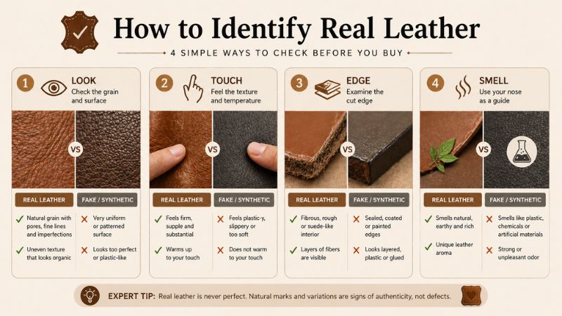 how to identify leather