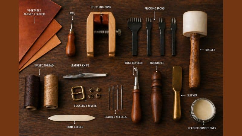 leather-crafting-tools-materials-flat-lay-guide