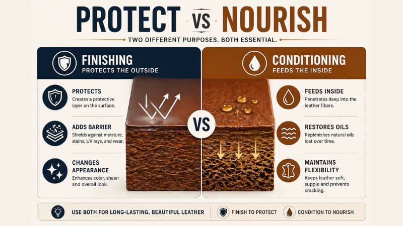 leather finishing vs conditioning