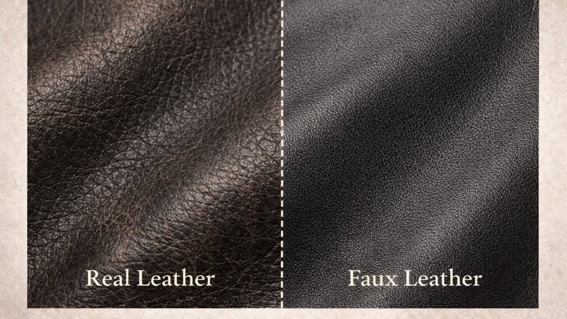 real vs faux leather texture comparison close up winter fashion