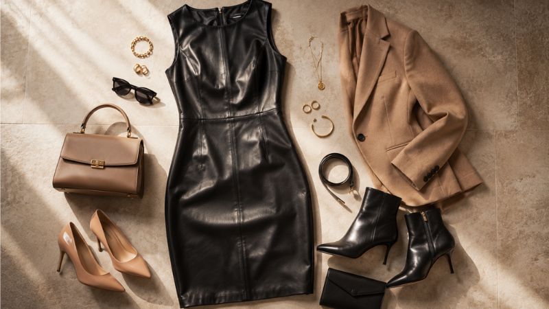 black-leather-dress-outfit-accessories